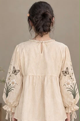 WOMENS IVORY RUFFLE CUFF TOP